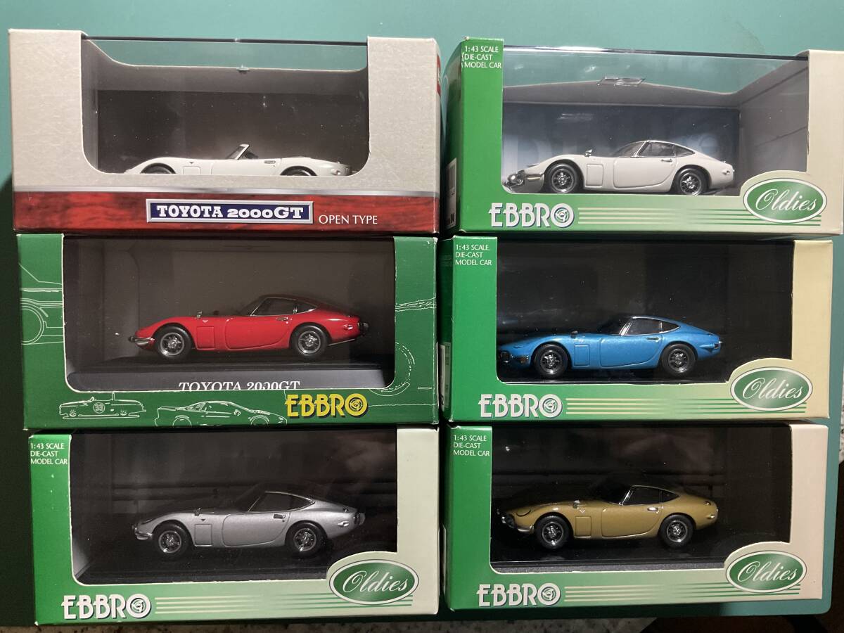 EBBRO (エブロ) 1/43 TOYOTA 2000GT (トヨタ 2000GT) 6台 オープンタイプ・WHITE・RED・ブルー・シルバー・ゴールド 拍卖