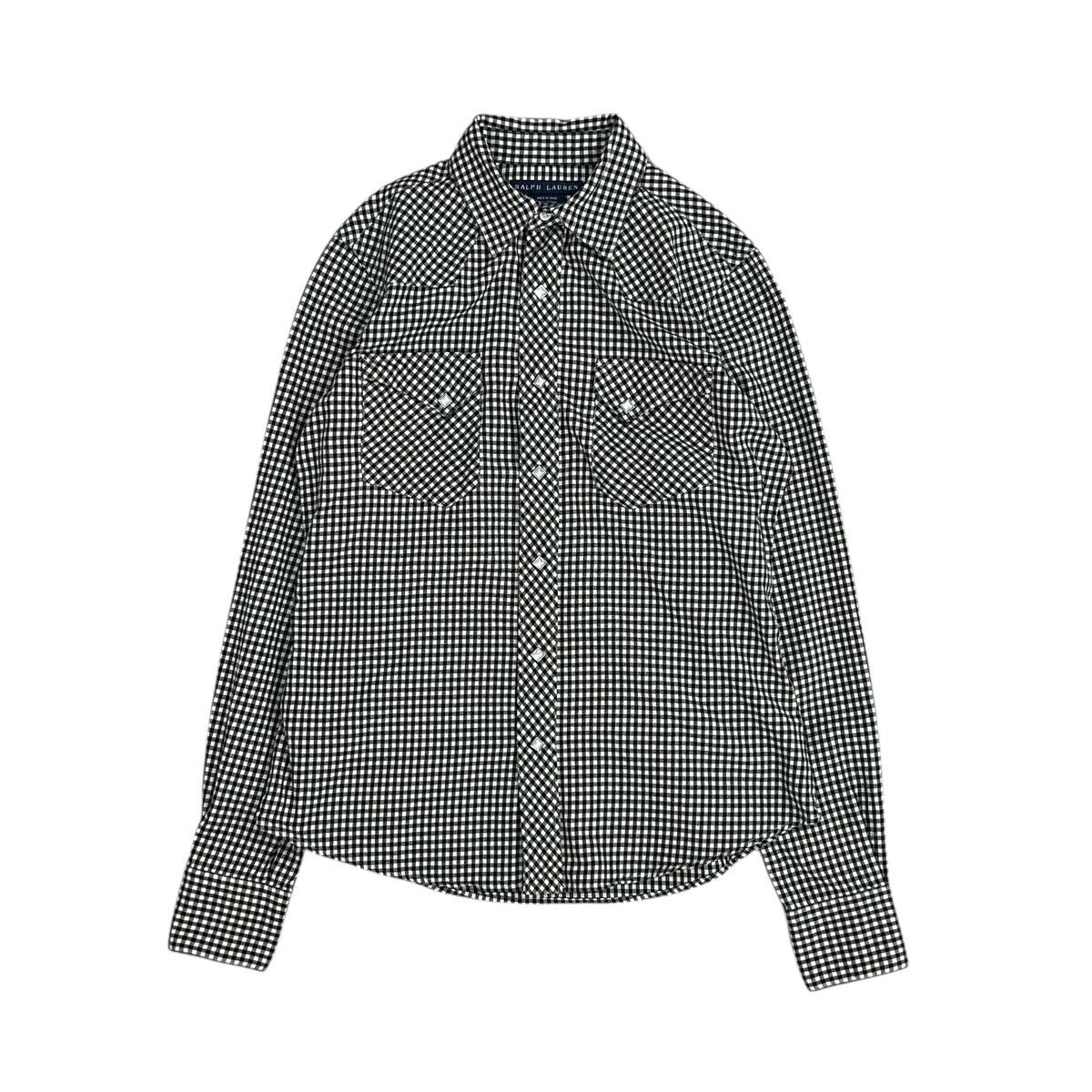 Ralph Lauren ラルフローレン L/S ウエスタン シャツ サイズ8 ブラック 黒 ギンガムチェック コットン100% 長袖シャツ Polo ポロ 拍卖