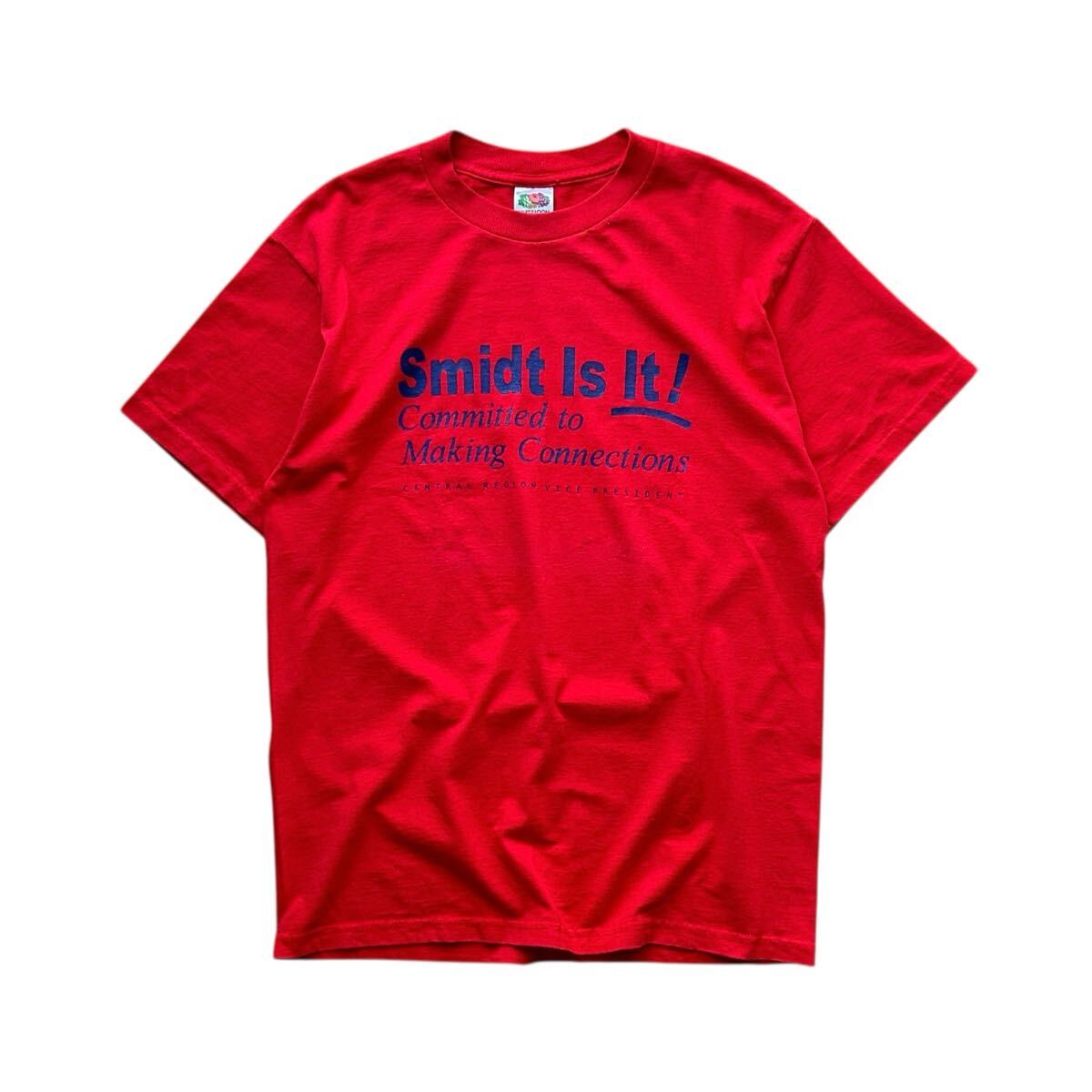 00’s FRUIT OF THE LOOM フルーツオブザルーム Tシャツ Mサイズ レッド 赤 企業プリント 両面 パズルピース フォント BEST拍卖