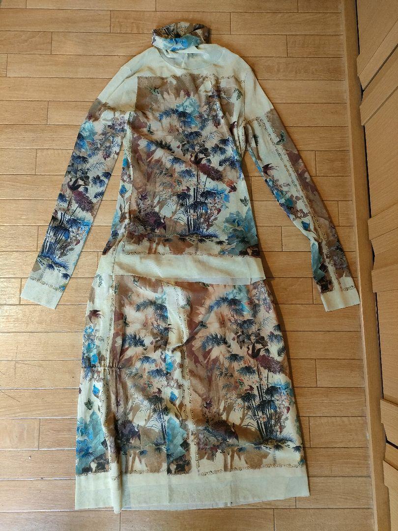 希少 ジャン=ポールゴルティエ 和柄 ベージュ スーツ オンワード樫山 Jean-PaulGAULTIER Beige Nylon Suits Women ゴルチェ ゴルチエ拍卖