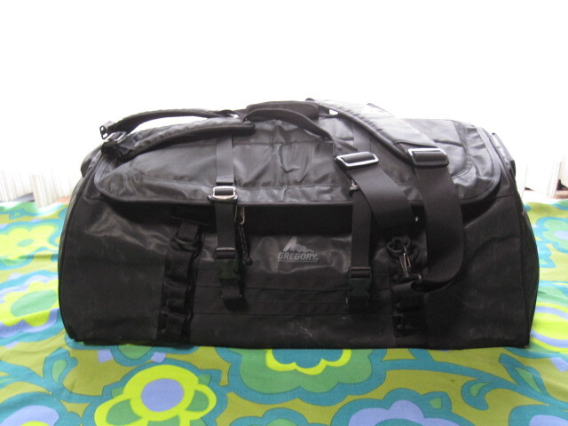 GREGORY グレゴリー 3WAYボストンバッグ リュック ショルダーヒモ付 ブラック/グレー 75cm×32cm×37cm アウトドア キャンプ 旅行バッグ拍卖