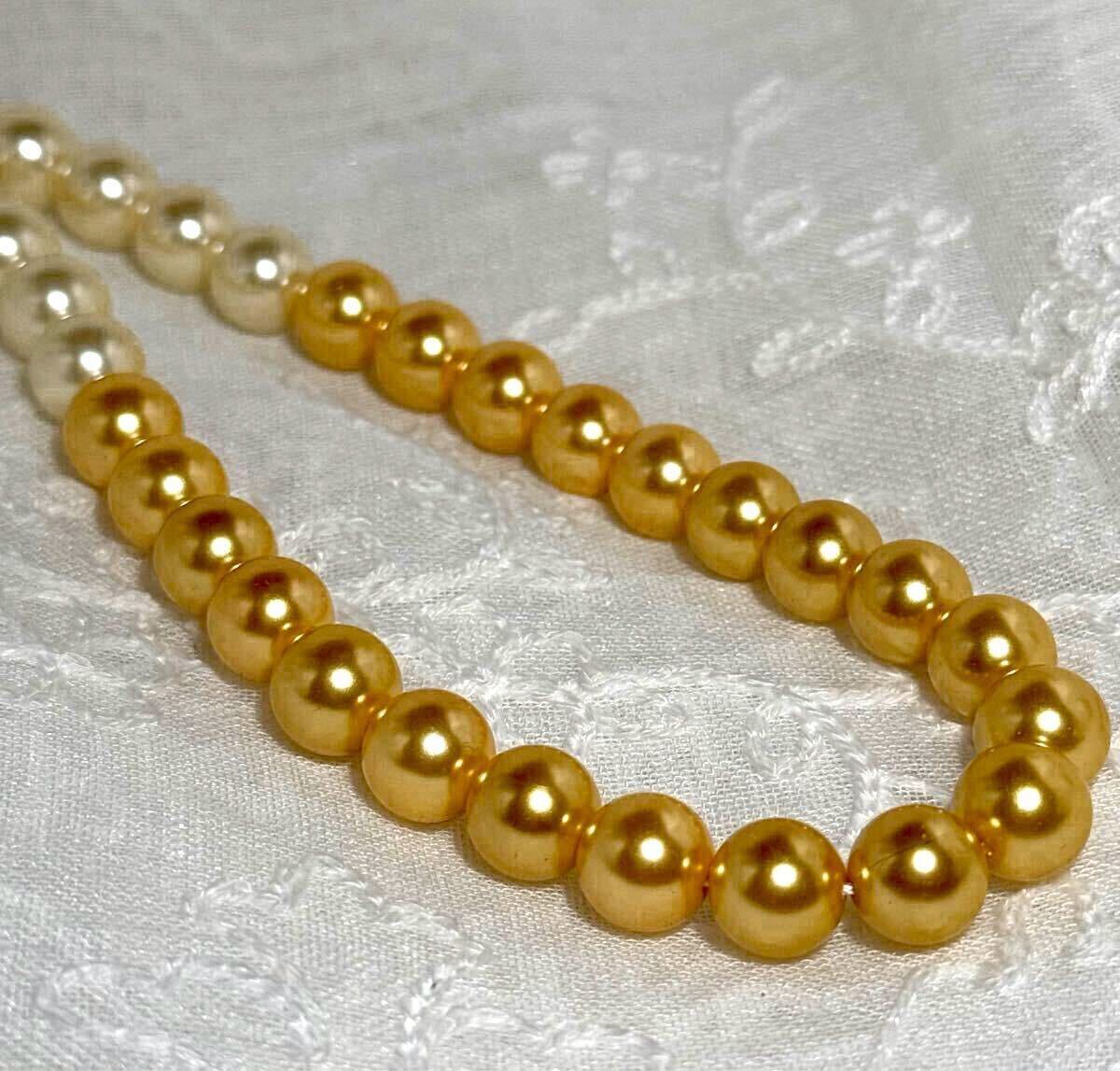自社製白蝶貝パールネックレスクラデーション 10mm 貝パールネックレス 貝殻製 42+5cm ゴールデン 拍卖