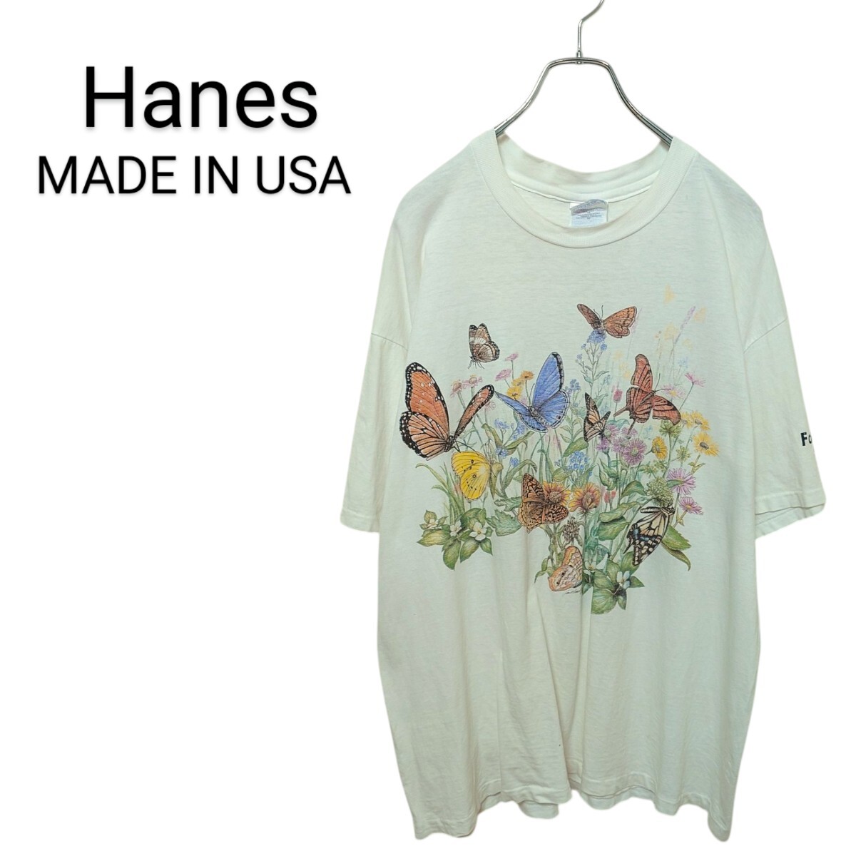 90s USA製 Flower & Butterfly Tシャツ A-3701拍卖