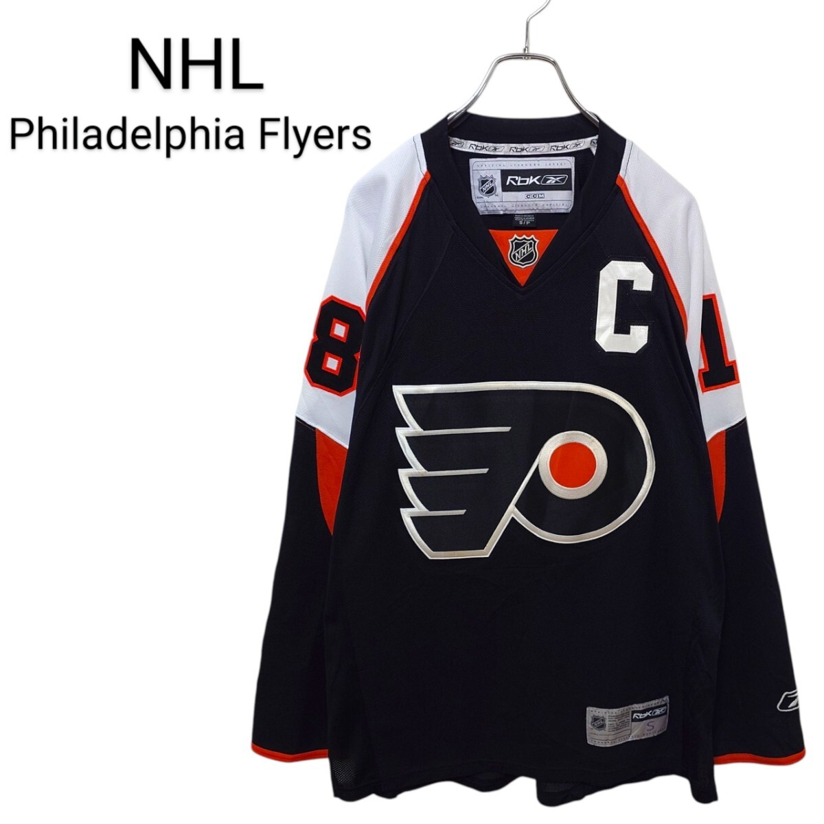 【Reebok】NHL Flyers ホッケーゲームシャツ A-3721拍卖
