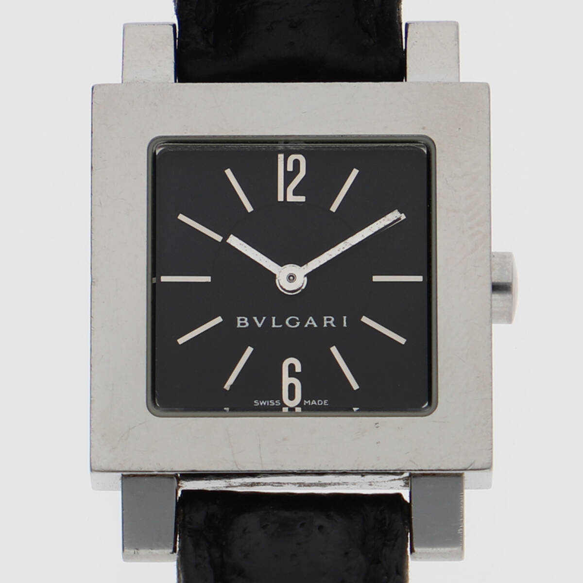 BVLGARI ブルガリ SQ22SL クアドラード ブラックダイヤル SS/レザー クオーツ レディース【129307】拍卖