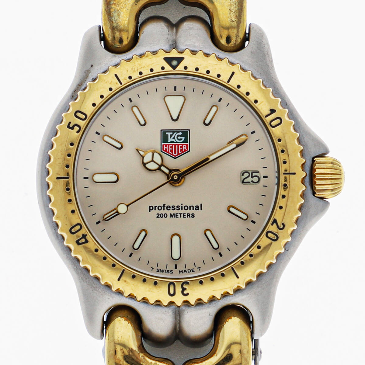 TAG HEUER タグホイヤー S95.713K セル プロフェッショナル アイボリーダイヤル GP/SS クオーツ メンズ【131031】拍卖