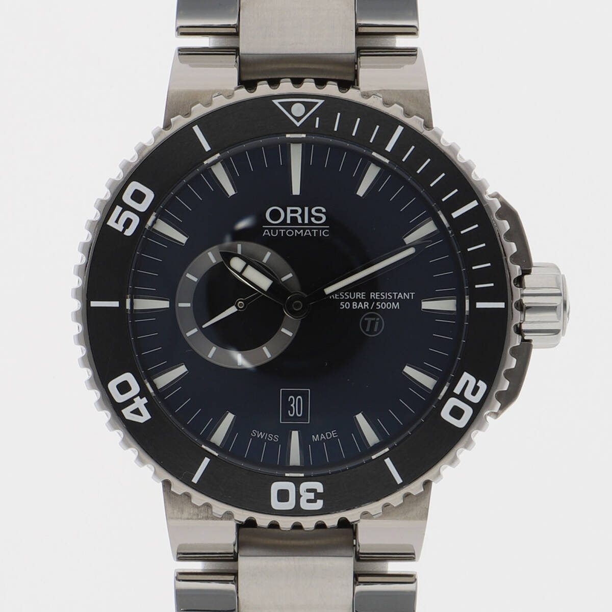 ORIS オリス 01 743 7664 7154 アクイス ブラックダイヤル SS 自動巻き メンズ【124824】拍卖
