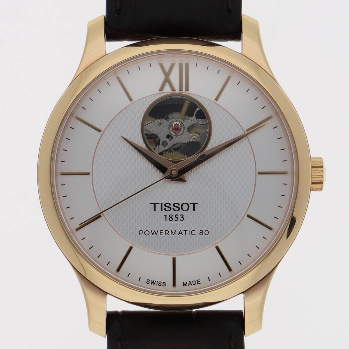 TISSOT ティソ T063.907.36.038.00 トラディション シルバーダイヤル GP/レザー 自動巻き メンズ【127755】拍卖