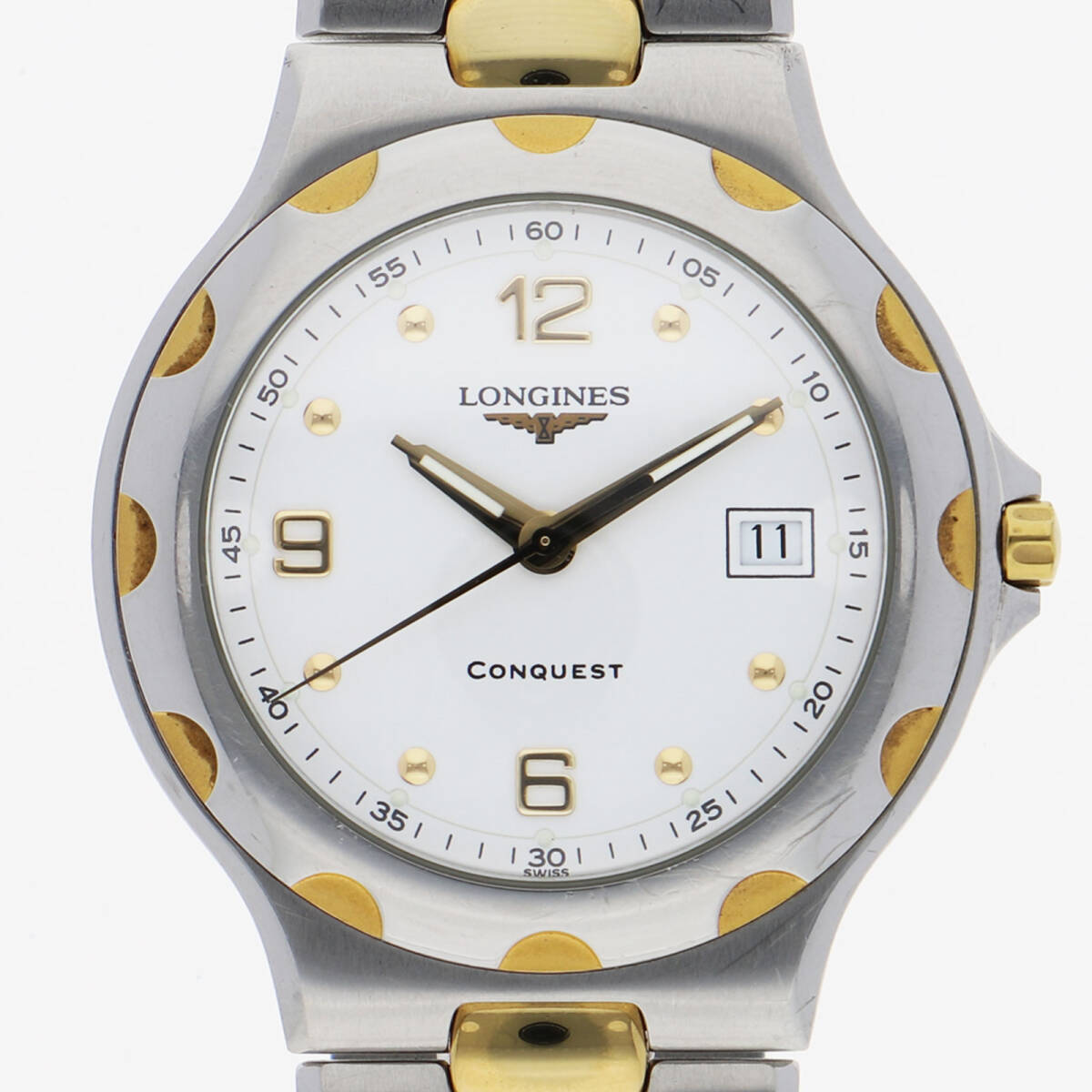 LONGINES ロンジン L1.633.3 コンクエスト ホワイトダイヤル GP/SS クオーツ メンズ【129126】拍卖