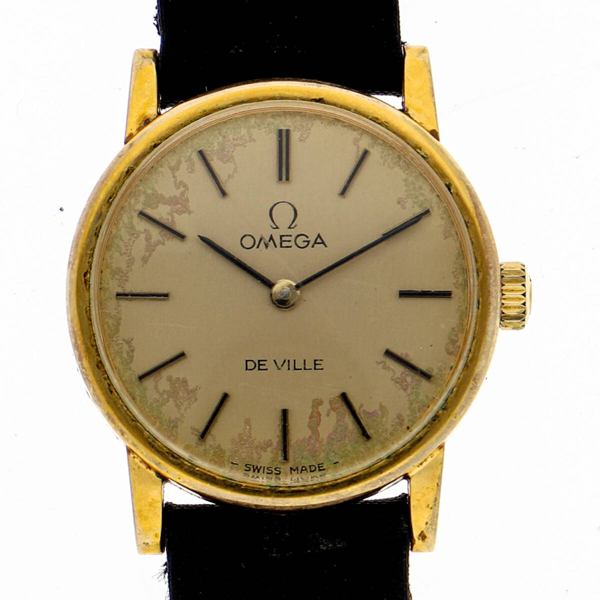 OMEGA オメガ De Ville ゴールドダイヤル SS/サテン/レザー 手巻き レディース【130382】拍卖