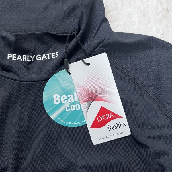 【新品・正規品】PEARLY GATES パーリーゲイツ メンズ Beatrix Cool 長袖モックインナーシャツ (速乾性・UVカット) NV≪サイズ4≫拍卖