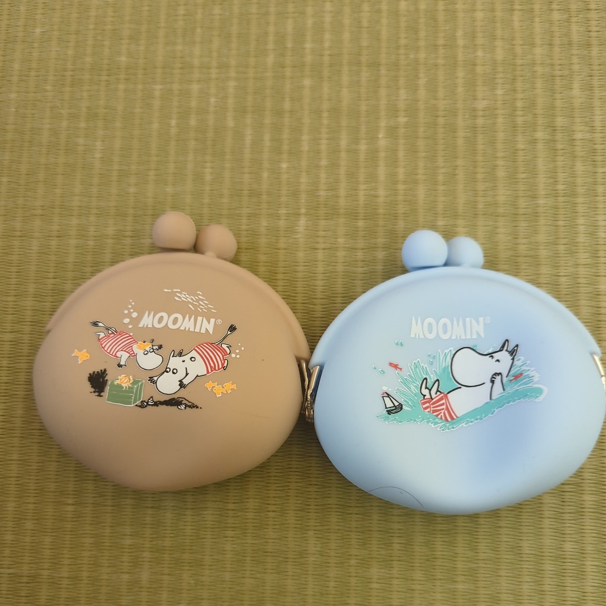 MOOMIN ムーミン★シリコン がま口財布 コインケース 2種セット ベージュ&ブルー拍卖