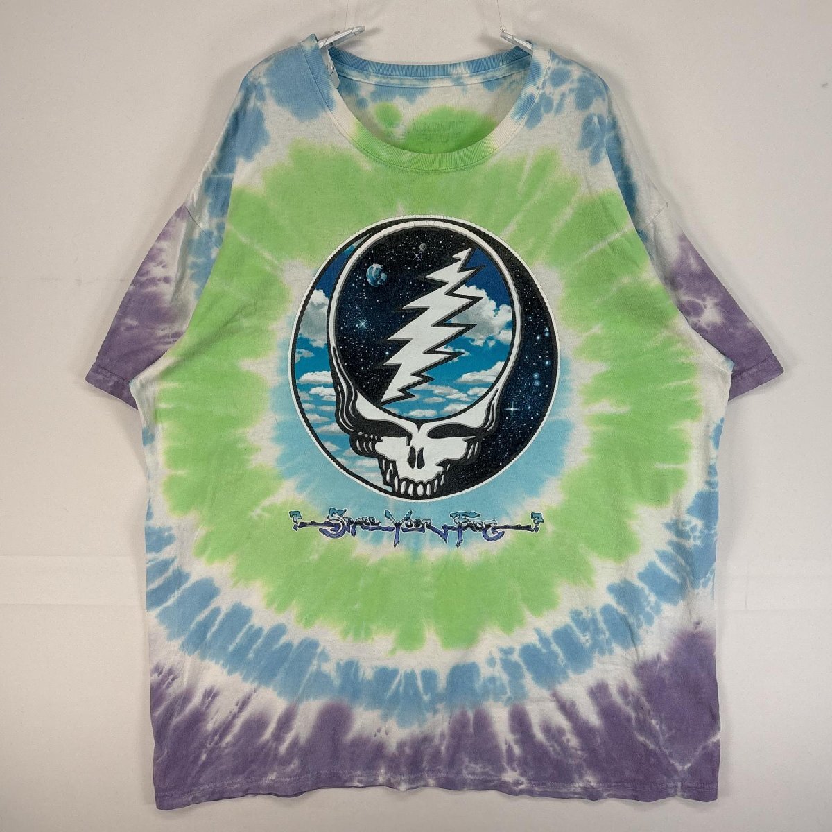 古着 グレイトフル・デッド 半袖Tシャツ バンド プリント 大きいサイズ XL マルチカラー タイダイ メンズ拍卖
