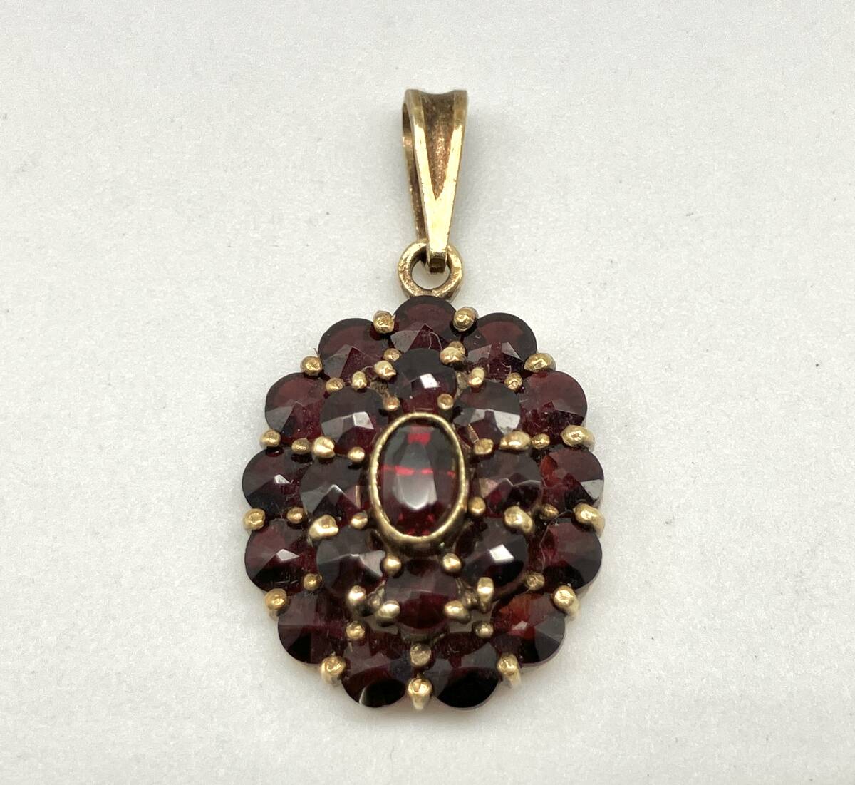 鑑別書付き K14 トップ ガーネット 4.0g ペンダントトップ イエローゴールド レディースアクセサリー 店舗受取可拍卖