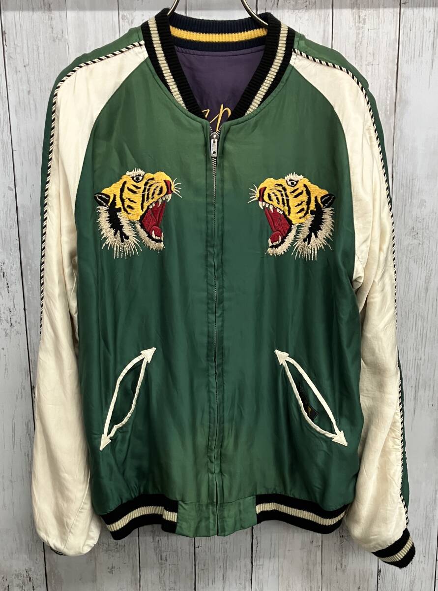 テーラー東洋 スカジャン ROARING TIGER × LANDSCAPE AGING MODEL リバーシブル 刺繍 TT15176 虎 サイズM拍卖