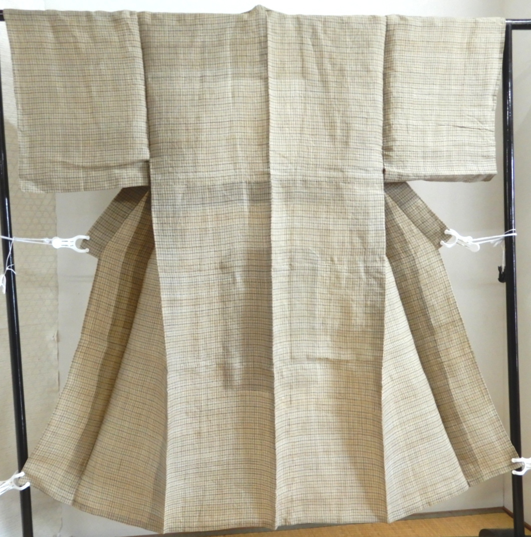 <銀の斧>麻・男性用手織麻糸自然布着物・芭蕉糸入り?拍卖