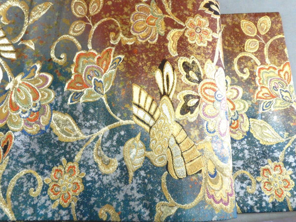 <銀の斧>正絹・箔織袋帯・軽くご着用されています・金箔拍卖