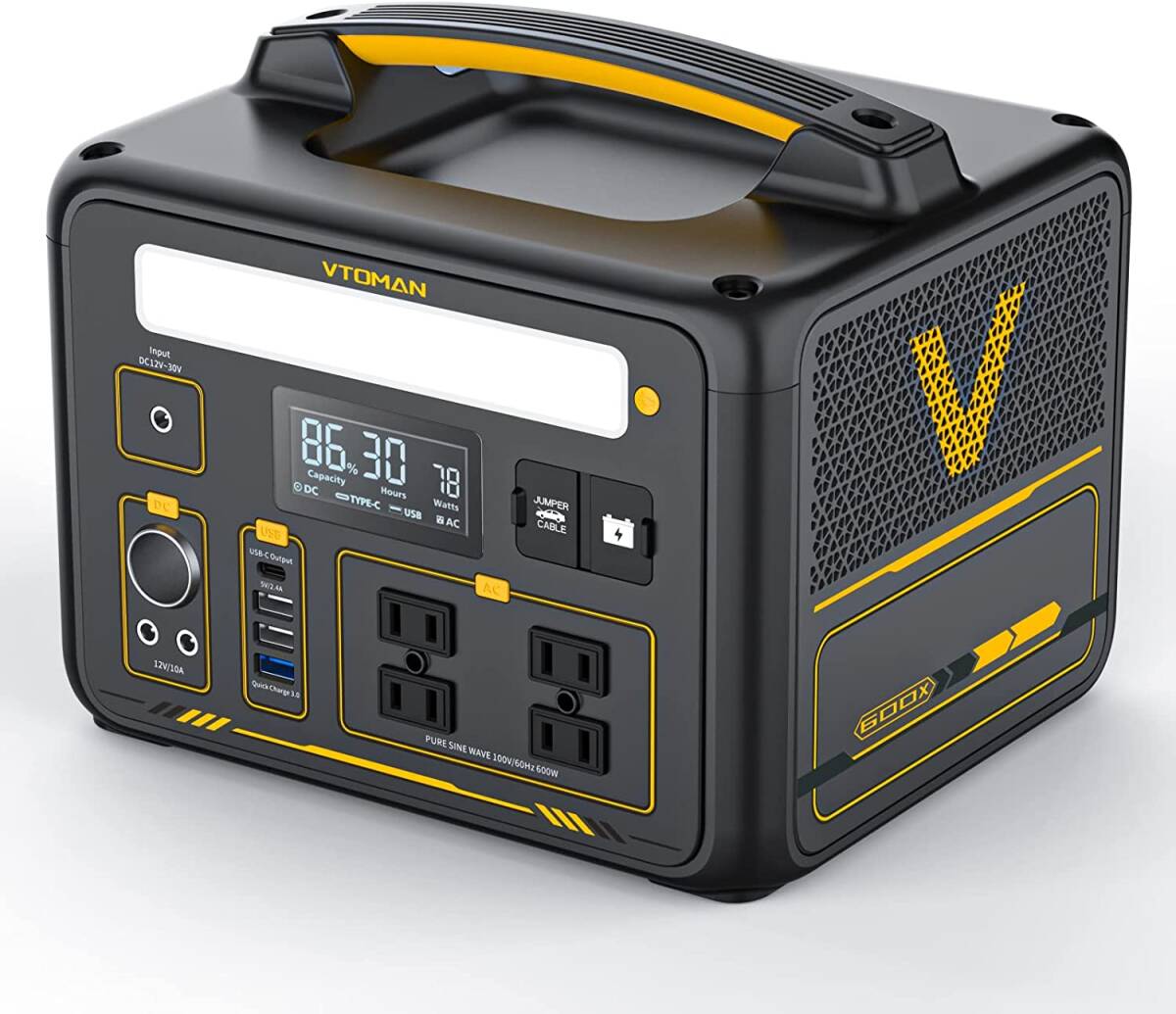 【新品】VTOMAN ポータブル電源 JUMP600X 299Wh/96000mAh AC600W(最大1200W) 長寿命リン酸鉄リチウムイオン電池 容量拡張可能拍卖