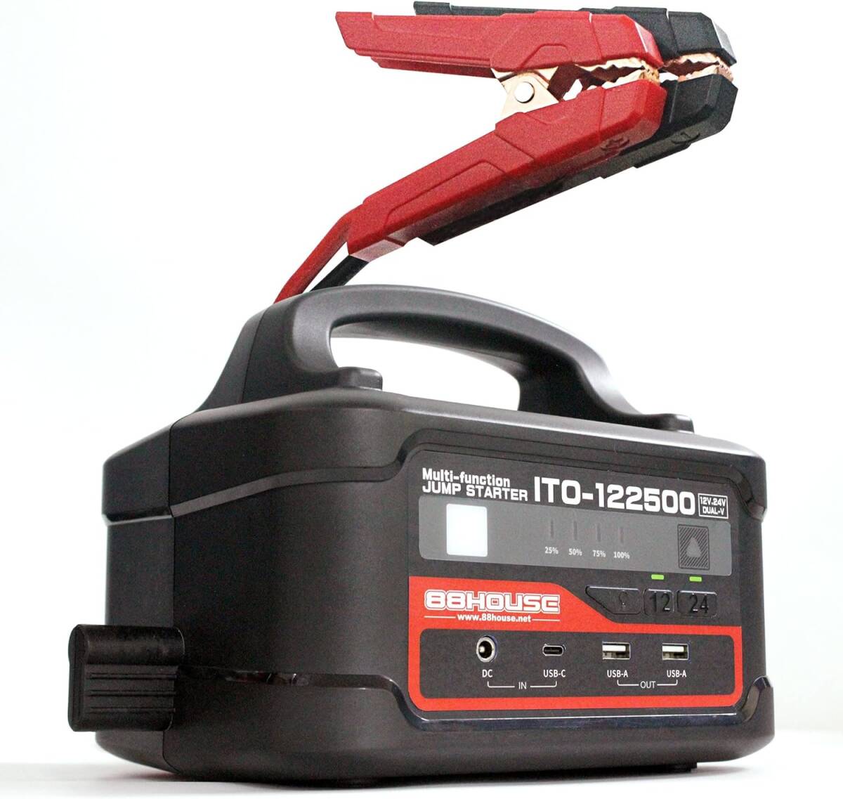 【新品】ハチハチハウス マルチファンクション ジャンプスターター ITO-122500 12V 24V 大容量122500mAh 3000A 急速充電 88ハウス 88HOUSE拍卖