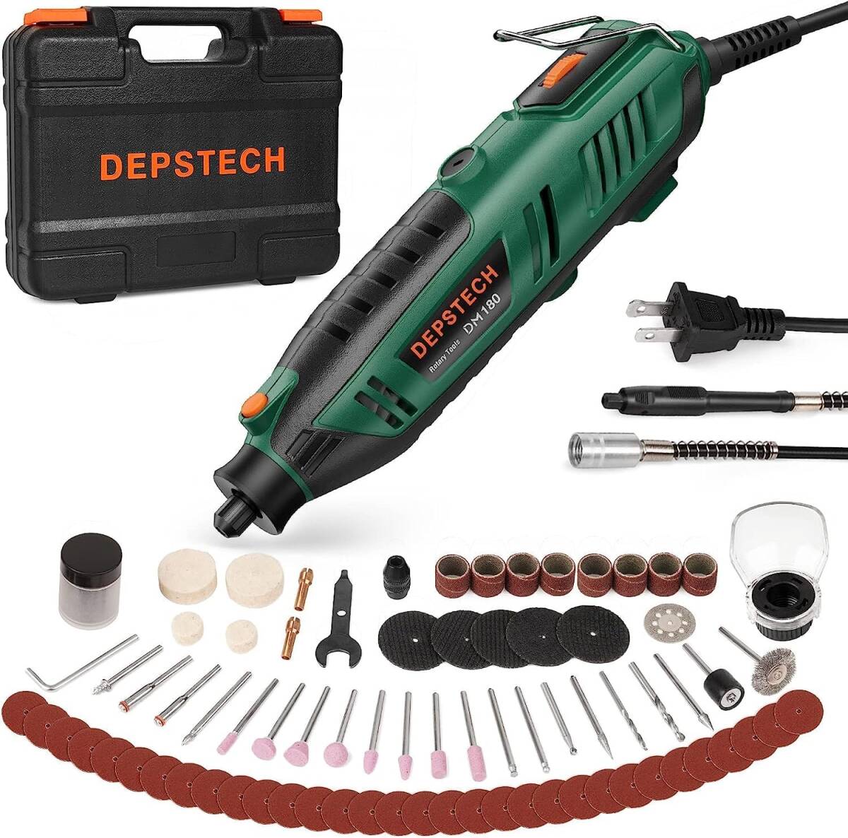 【新品】DEPSTECH ミニルーター 6段変速40000RPM 180W 128点フルセット 電動リューター ハンドルーター シールドアタッチメント コンパクト拍卖