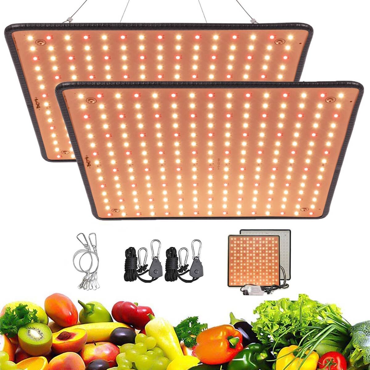 【新品】GREENSINDOOR 植物育成ライト 400W相当 LEDランプ 育成用ライト 植物栽培パネル フルスペクトル フルスペクトラム 暖色系2枚セット拍卖