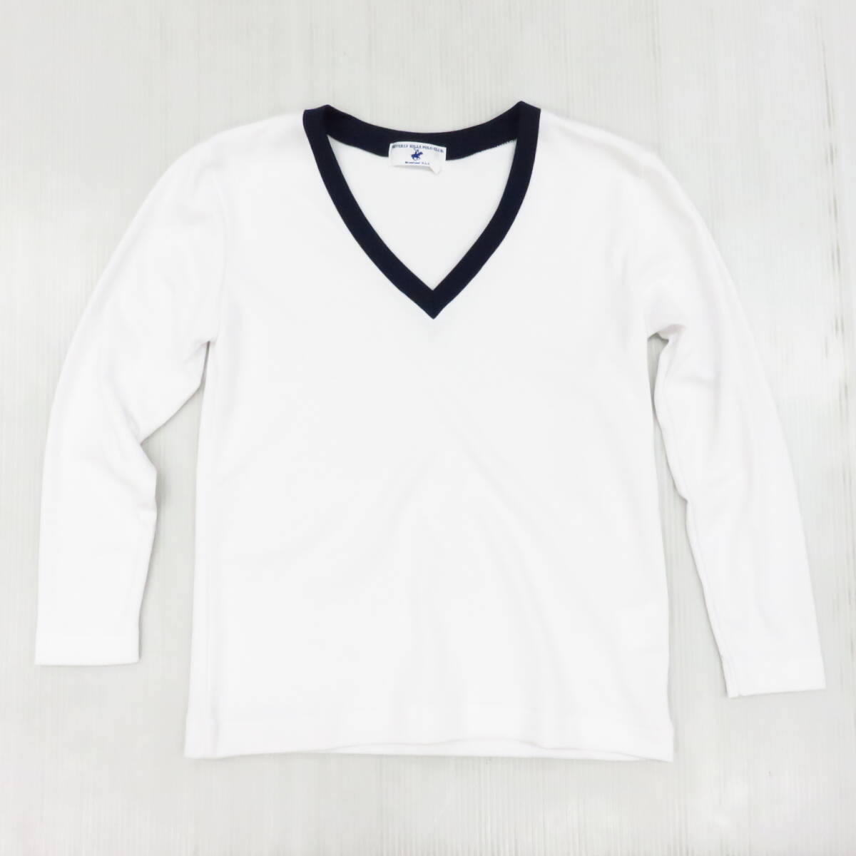 ●Lサイズ新品2,860円●POLOCLUB 七分袖インナーVネック白セーラーズニットポロクラブ 吸汗速乾 綿50% ポリエステル50% KP55 中学生高校生拍卖