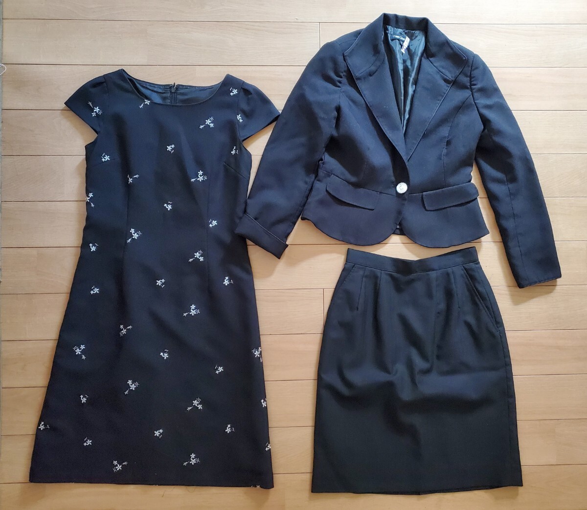 【美品クリーニング済み】7AR号(Sサイズ)★秋冬フォーマルセットアップ★黒★卒園卒業式スーツアンサンブルワンピースジャケットスカート拍卖