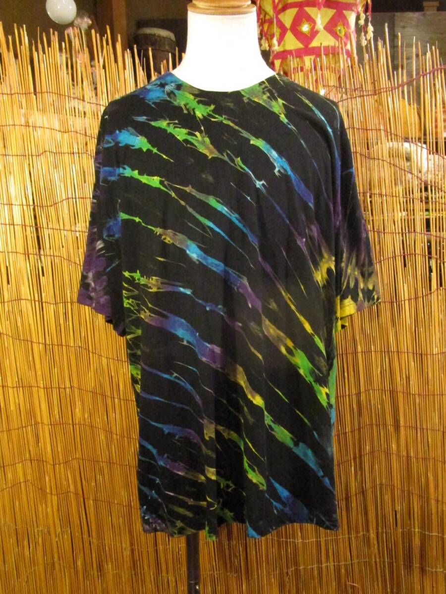 ⑦新品*男女兼用*コットン素材*黒色ベース*タイダイ染め*半袖*Tシャツ*2XL拍卖