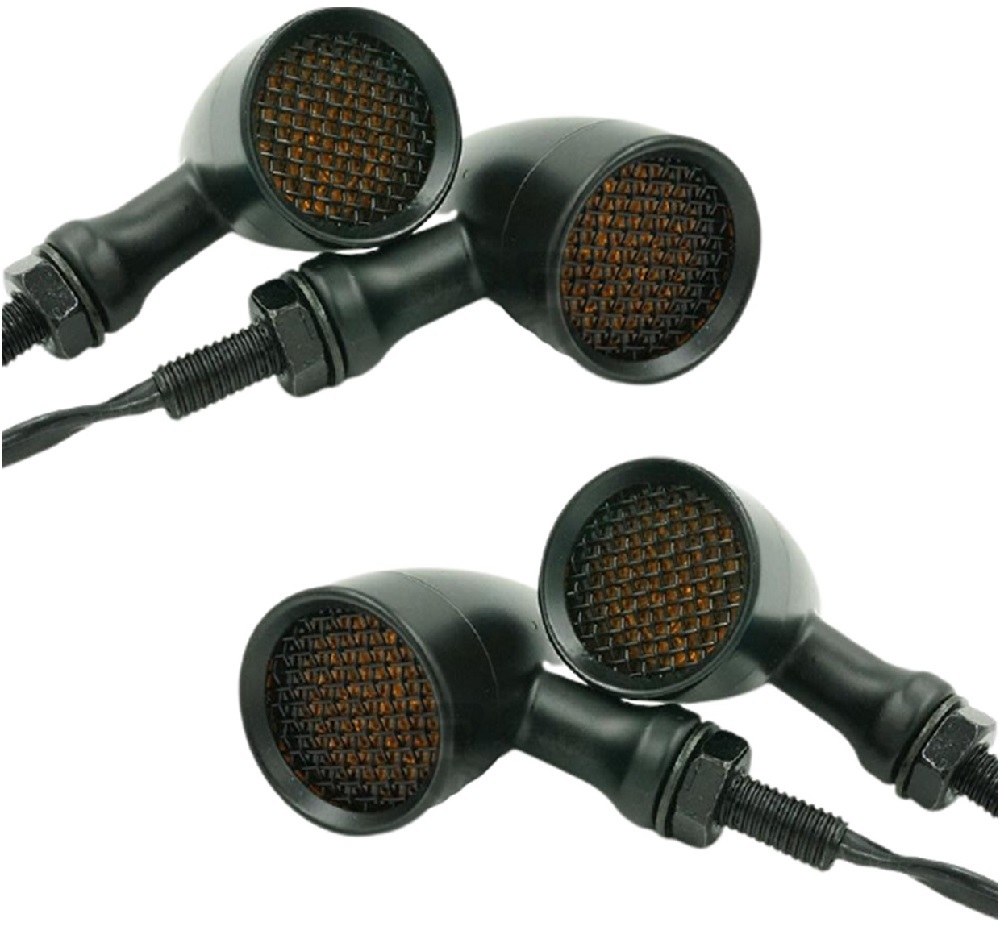 ハーレー ドラッグスター 弾丸 LED ウインカー バイク ライト 4個 セット ターンシグナル ブレット ウィンカー ブラック フロント KRB083拍卖