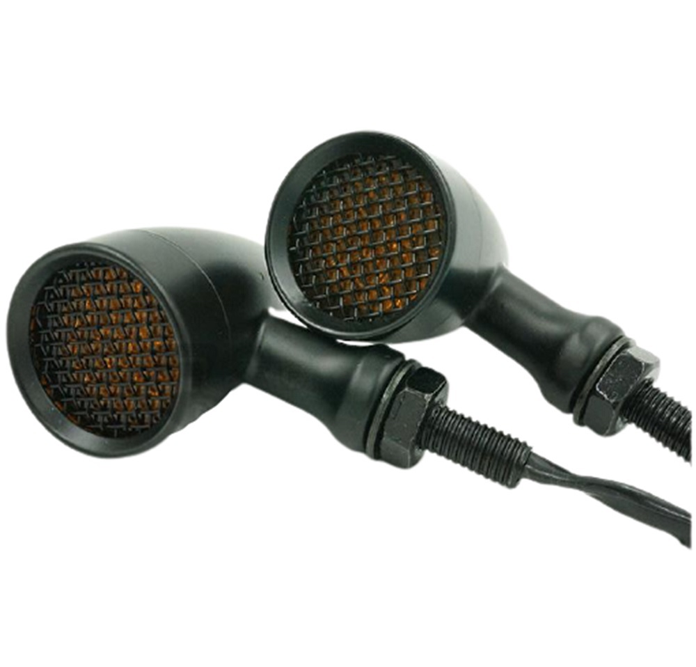 ハーレー ドラッグスター 弾丸 LED ウインカー バイク ライト 2個 セット ターンシグナル ブレット ウィンカー フロント ブラック KRB083拍卖