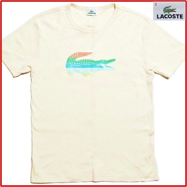 即決★LACOSTE★メンズ3≒L位 半袖Tシャツ ラコステ アイボリー 綿100% アウター 日本製拍卖