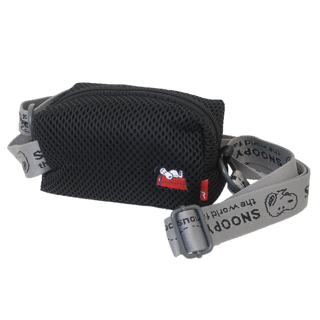 スヌーピー ショルダーバッグ IP BR wafer ウエッファ Peanuts-0K メッシュ生地ミニスマホショルダー BLAC拍卖