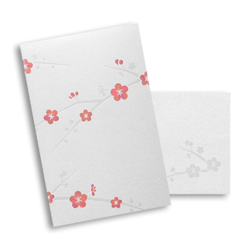 ROKKAKU ポチ袋 箔ぽち袋 メッセージカード付き 松竹梅 3セット入り 梅 フタバ 和柄 箔押し お年玉 お盆玉 グッズ拍卖