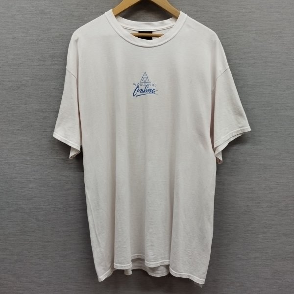 F224 HUF ハフ FORBIDDEN DOMAIN Tシャツ 半袖 カットソー 両面 プリント スケート コットン メキシコ製 クルーネック ピンク系 XL拍卖