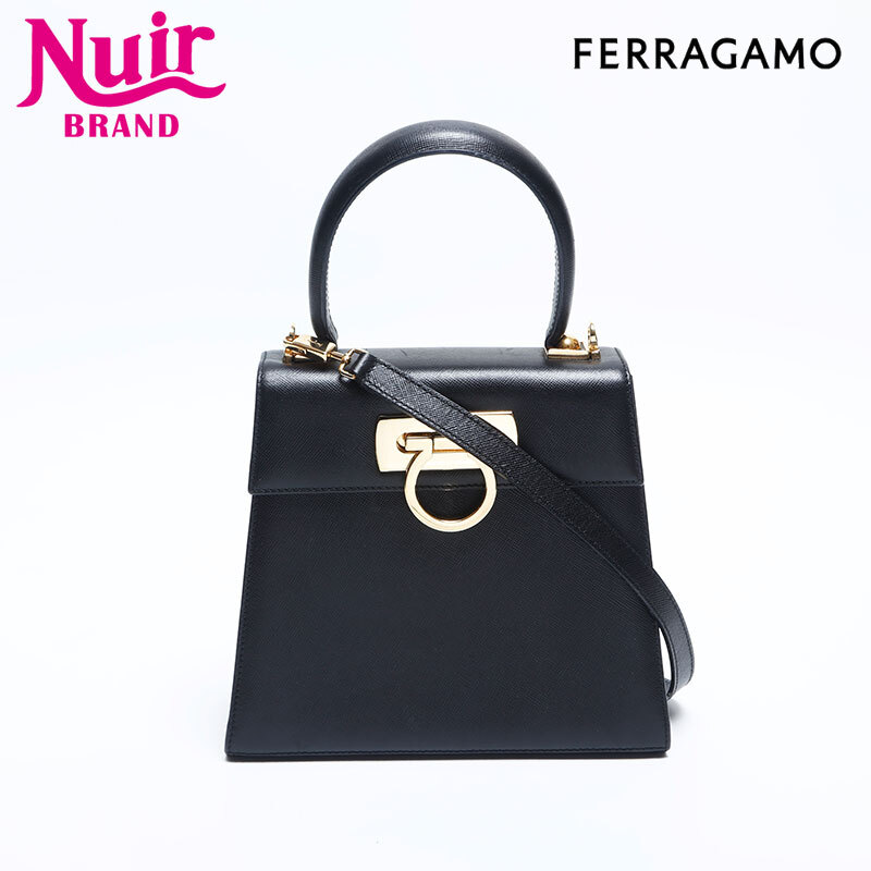 サルヴァトーレフェラガモ Salvatore Ferragamo ハンドバッグ レザー ガンチーニ 2way ブラック拍卖