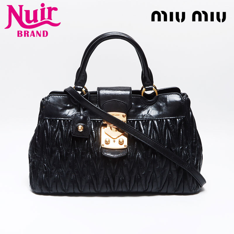 ミュウ ミュウ Miu Miu ハンドバッグ マテラッセ 2WAY ショルダーバッグ ブラック拍卖