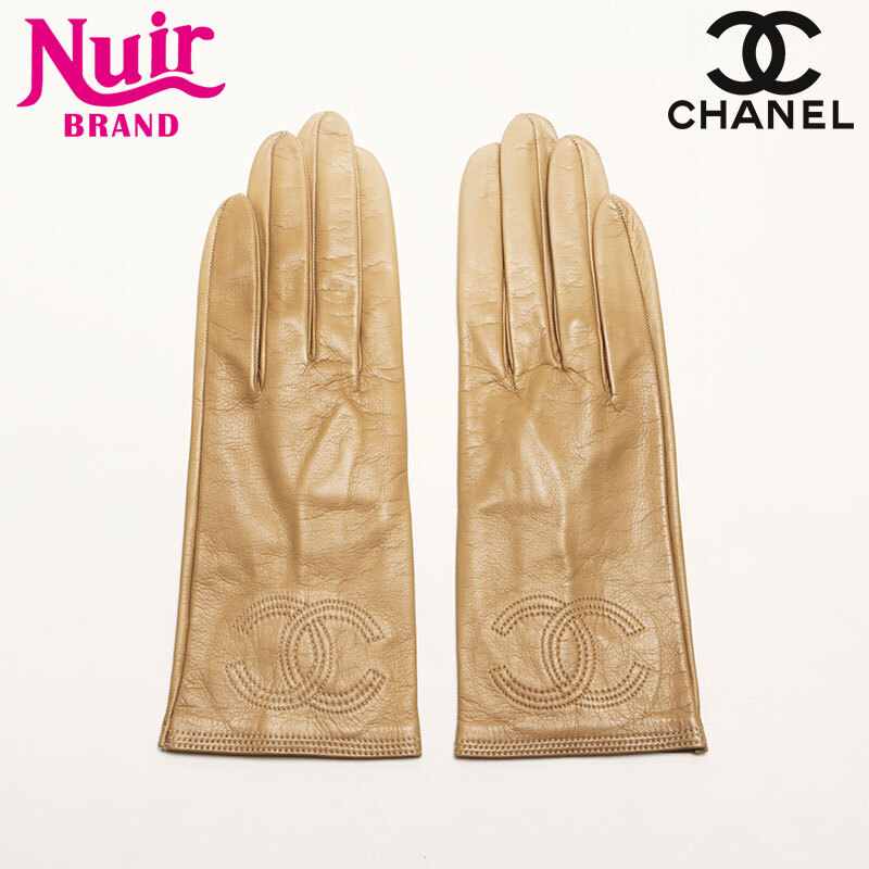 シャネル CHANEL 手袋 ココマーク ラムスキン ベージュ拍卖