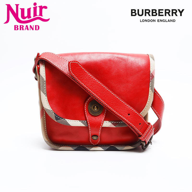 バーバリー BURBERRY ショルダーバッグ ノバチェック レッド拍卖