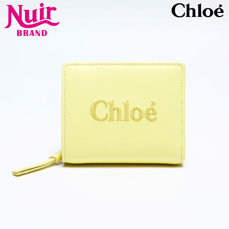 クロエ Chloe 二つ折り財布 クロエ センス ロゴ 2つ折りダブルホック イエロー拍卖