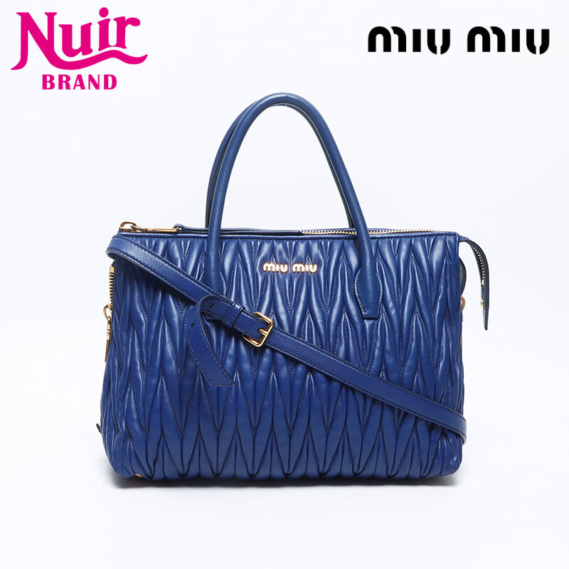 ミュウ ミュウ Miu Miu ハンドバッグ マテラッセ 2way レザー ブルー拍卖