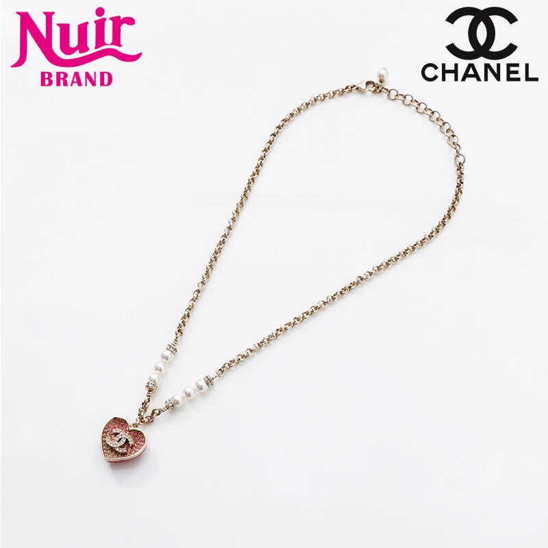 シャネル CHANEL ネックレス 2023年 ココマークラインストーンパール ハート ゴールド拍卖
