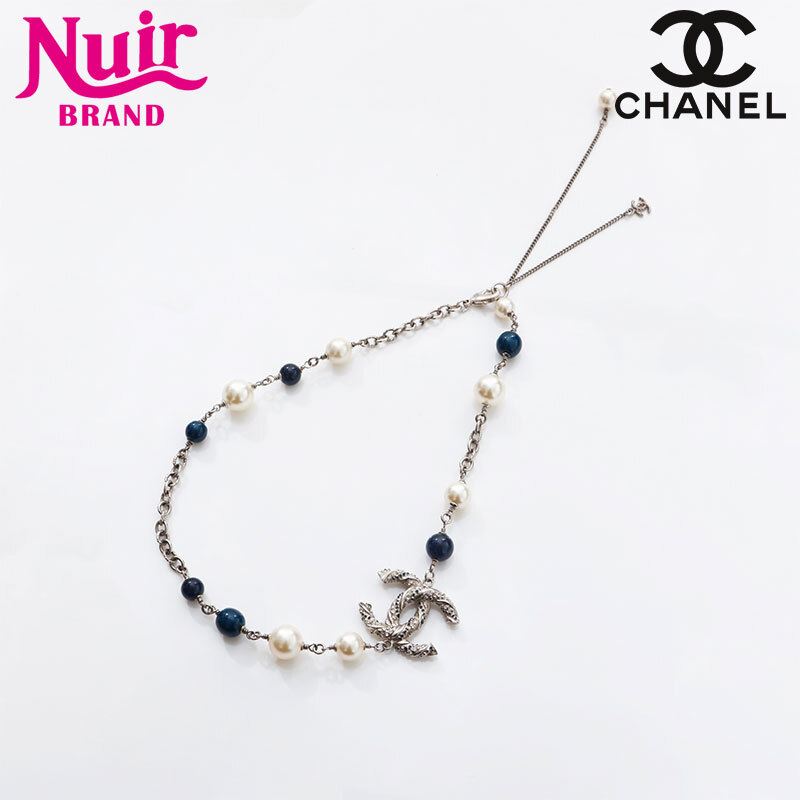 シャネル CHANEL ネックレス 2014年 ココマーク パール ラインストーン シルバー拍卖