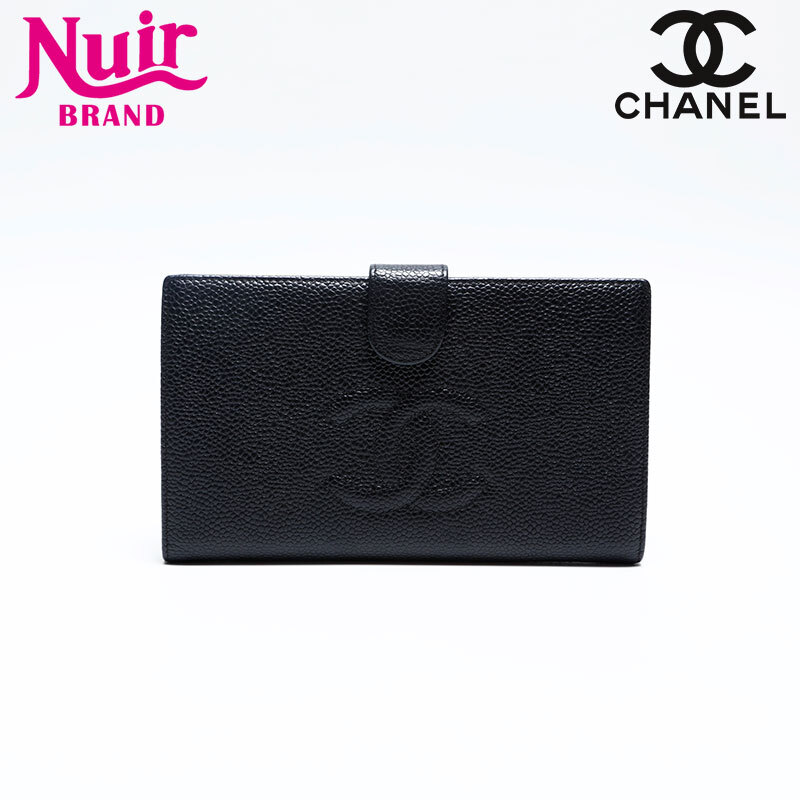 シャネル CHANEL 長財布 9番台 キャビアスキン ココマーク 2004-2005 ブラック拍卖