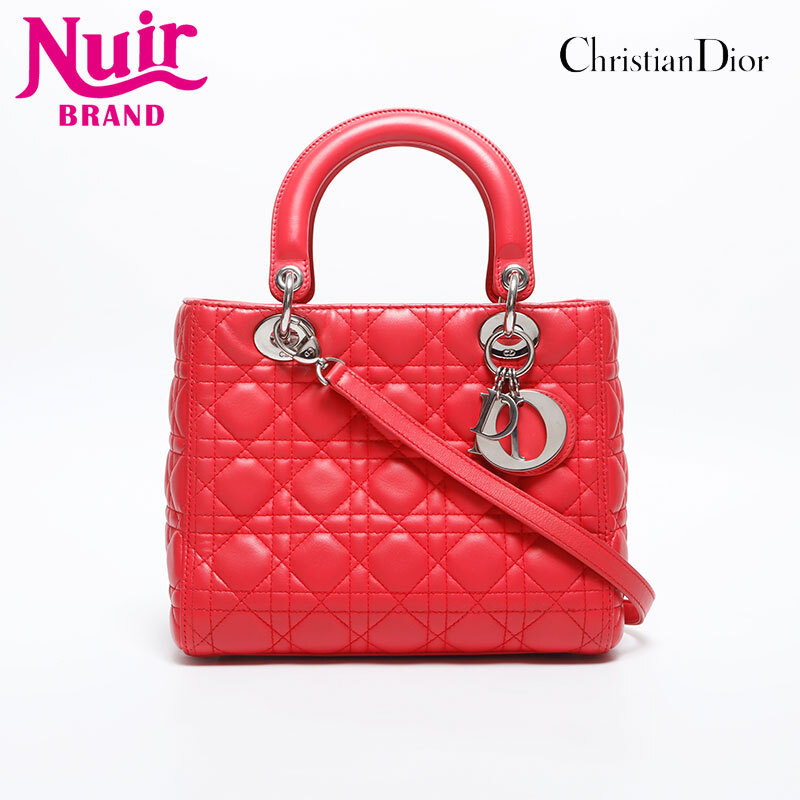 クリスチャンディオール Christian Dior ハンドバッグ レディ ディオール ミディアム 2way ピンク拍卖