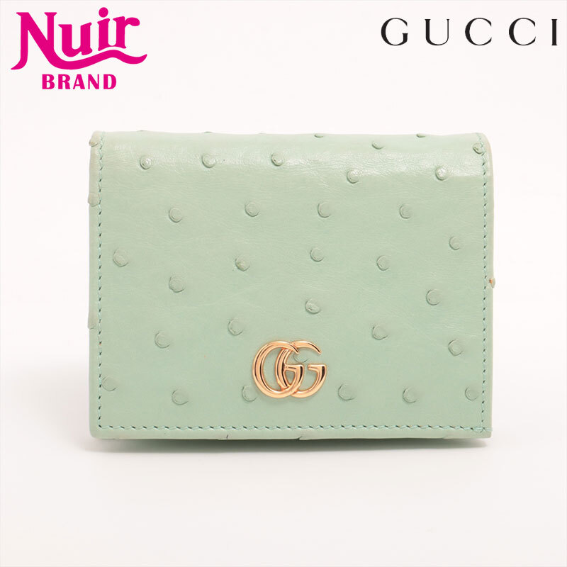 グッチ GUCCI 二つ折り財布 オーストリッチ オフィディア グリーン拍卖