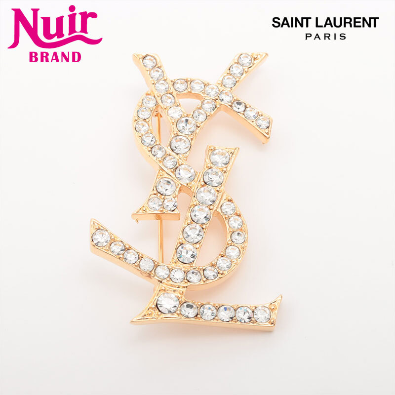 イヴ・サンローラン YVES SAINT LAURENT ブローチ YSLロゴ ゴールド拍卖