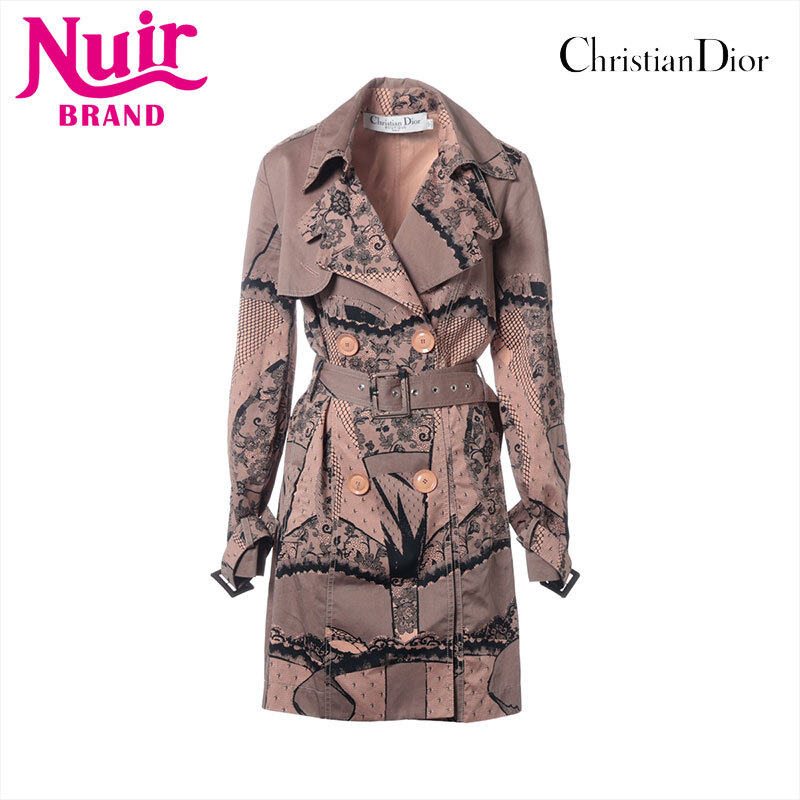 クリスチャンディオール Christian Dior コート Size:38 ガリアーノ期 レース 花柄 トレンチコート ベージュ×ブラック拍卖