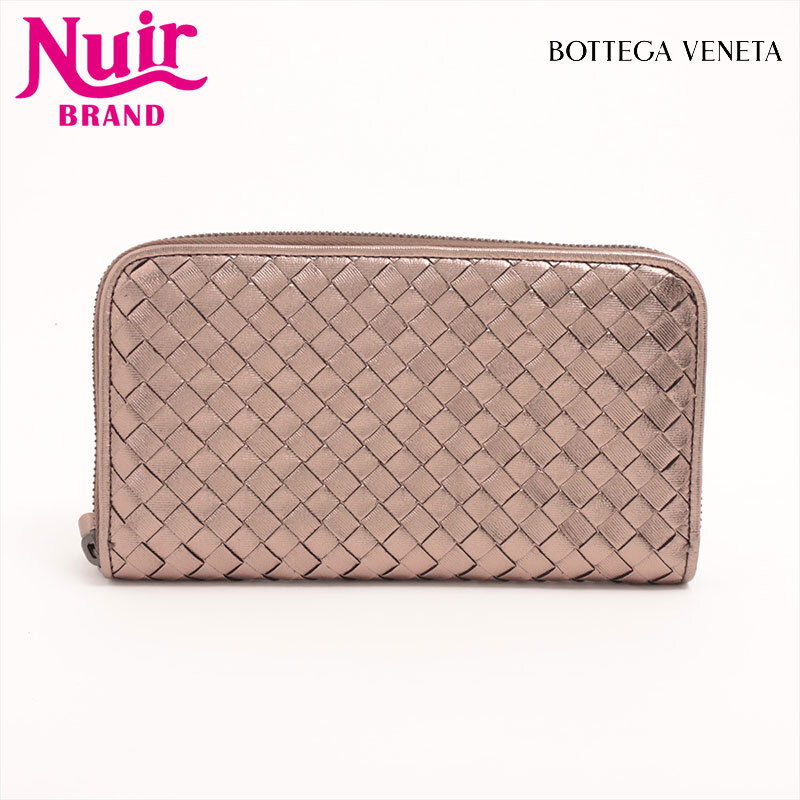 ボッテガヴェネタ BOTTEGAVENETA 長財布 イントレチャート ラムスキン ゴールド拍卖