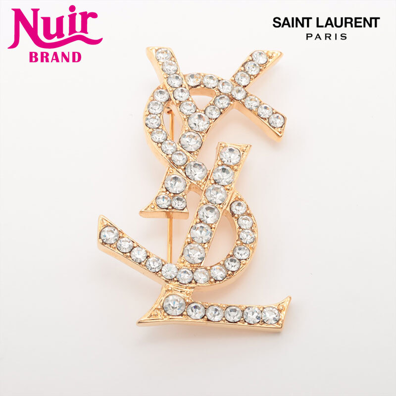 イヴ・サンローラン YVES SAINT LAURENT ブローチ YSLロゴ ゴールド拍卖