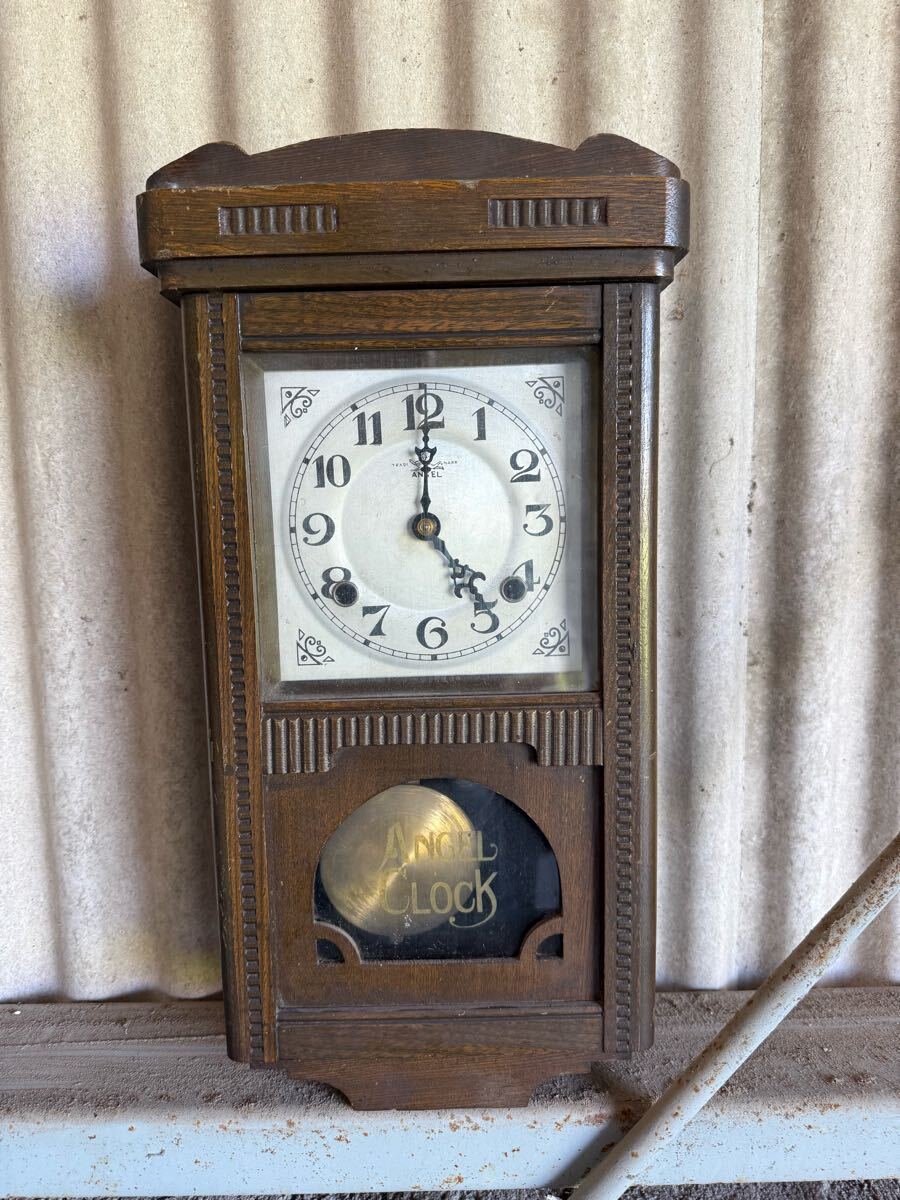 ゼンマイ式 振り子時計 エンゼルクロック 昭和レトロ ボンボン時計 柱時計 木製 レトロ インテリア アンティーク 時計拍卖